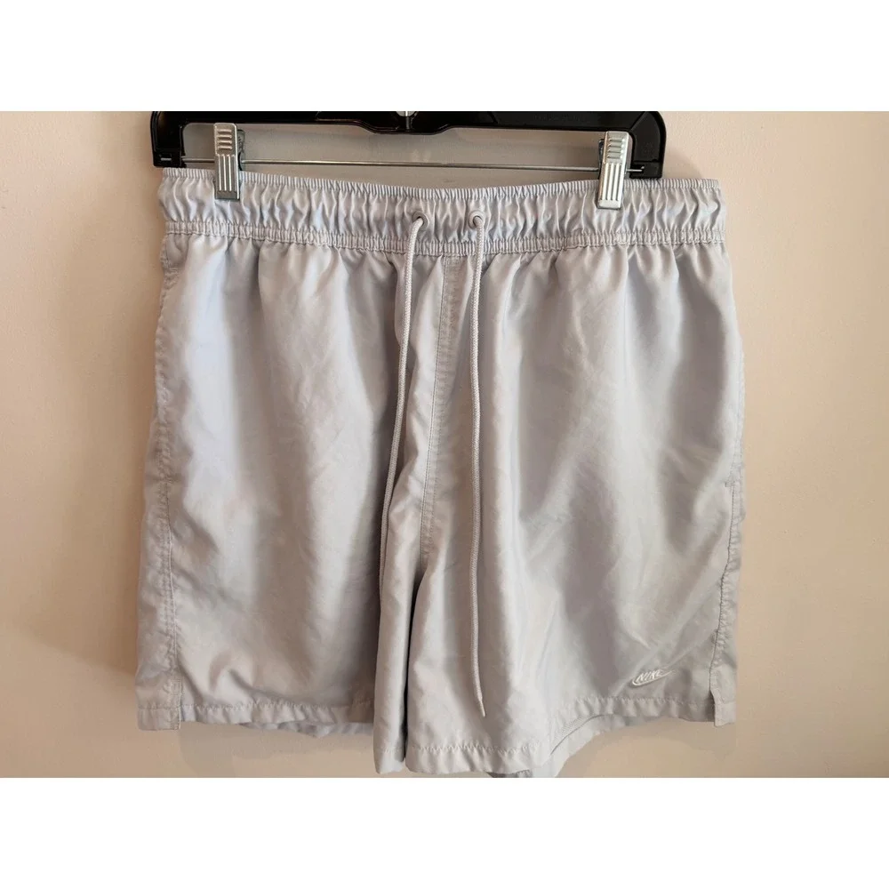 Nike Swim Shorts Gray Lined‎ Elastic Waist Drawstring Mens Large